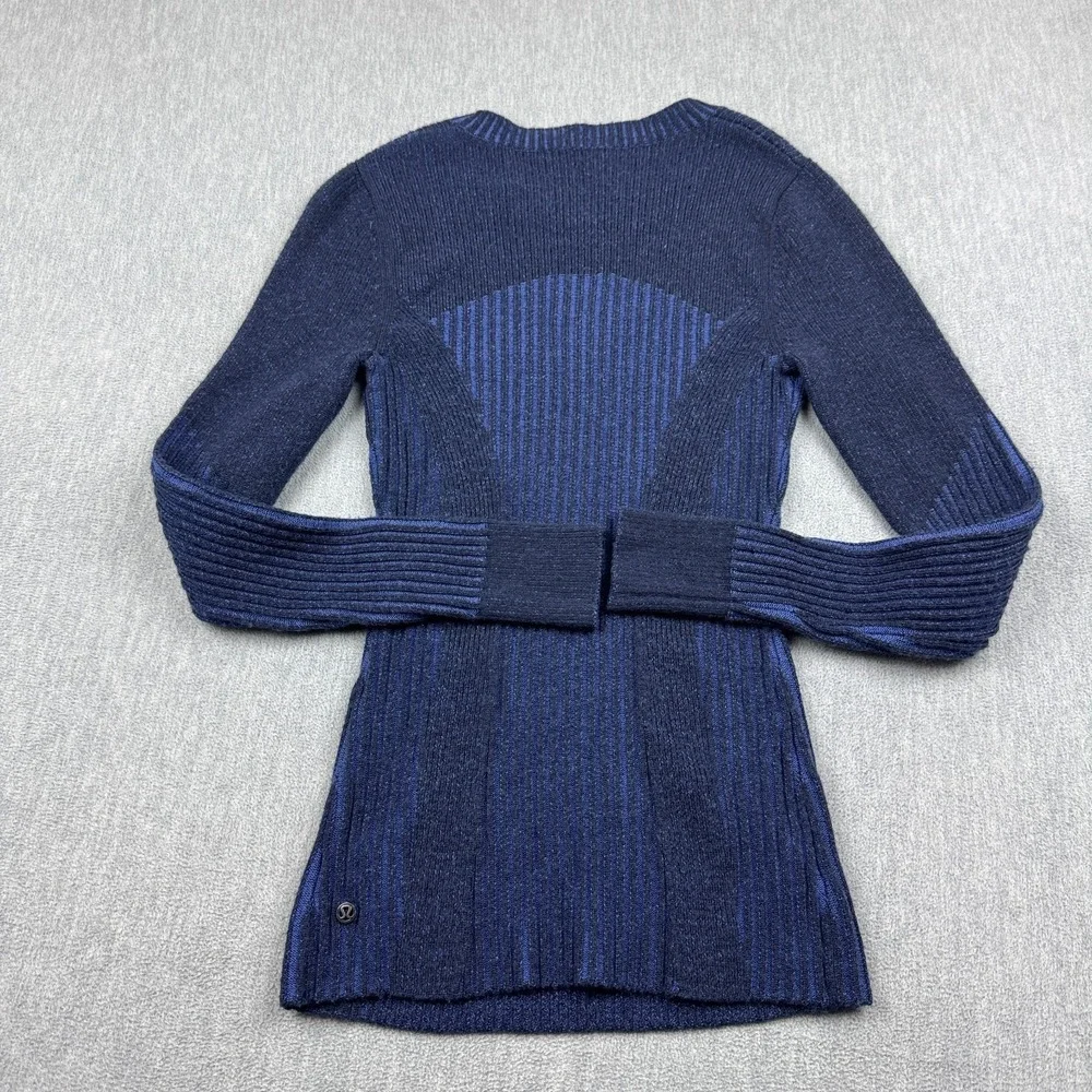 Lululemon Sweater Womens 2 Blue Feeling Balanced Knit Pullover Merino Wool Soft‎